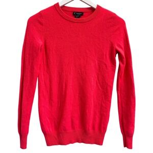 C by Bloomingdales Cashmere Sweater Womens XS Coral RED Crew Neck 2 Ply Pullover